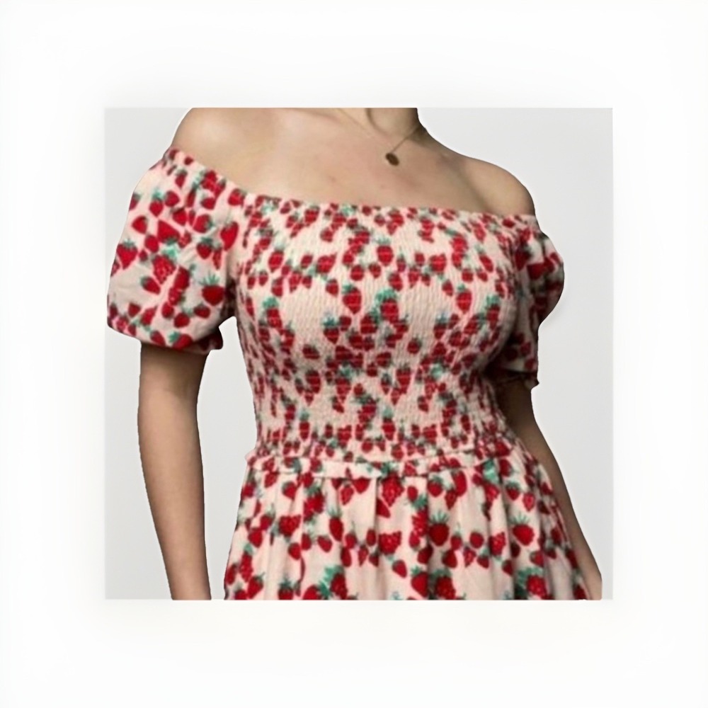 Betsey Johnson - PEARL BLUSH Strawberry Fields Maxi Dress Women S Small Pink Red